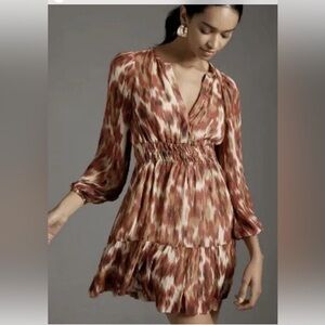 Anthropologie Somerset Red and Cream Mini Dress